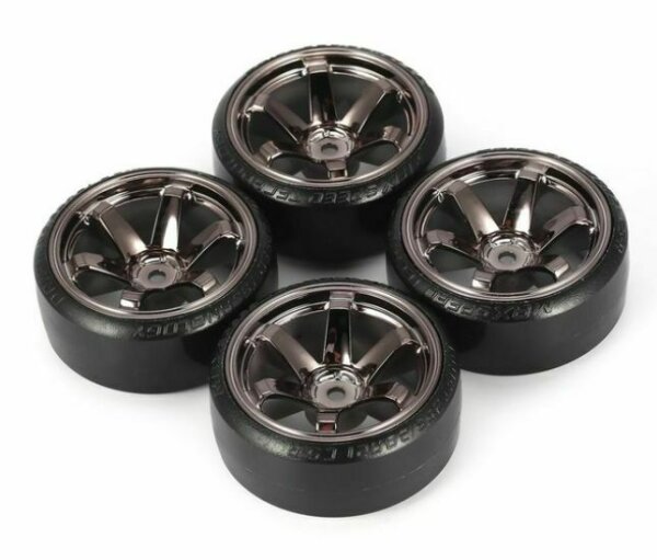 DRIFT KOMPLETT REIFEN (4 STK.) FÜR 1:10 ONROAD GUN METALL 6mm OFFSET # 733112693129