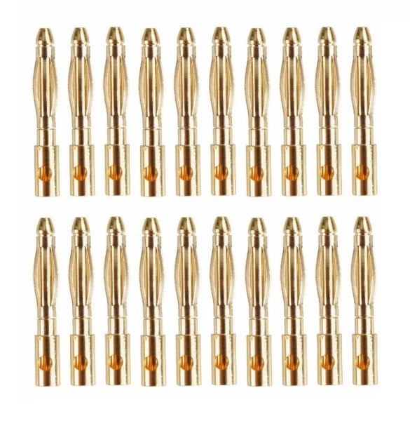 GOLDKONTAKTE GOLDSTECKER GOLDBUCHSEN 2mm 3,5mm 4mm 5mm 5,5mm - W&Auml;HLEN SIE AUS !(2mm Stecker (20 St.))