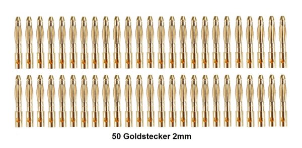 GOLDKONTAKTE GOLDSTECKER GOLDBUCHSEN 2mm 3,5mm 4mm 5mm 5,5mm - WÄHLEN SIE AUS !(2mm Stecker (50 St.))