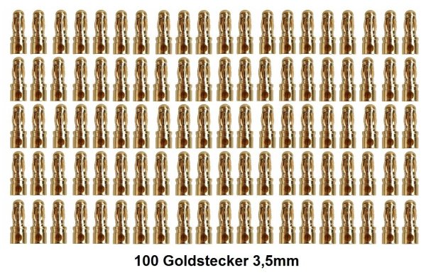 GOLDKONTAKTE GOLDSTECKER GOLDBUCHSEN 2mm 3,5mm 4mm 5mm 5,5mm - W&Auml;HLEN SIE AUS !(3,5mm Stecker (100 St.))