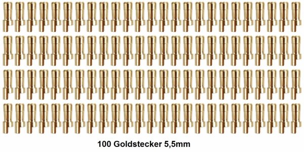 GOLDKONTAKTE GOLDSTECKER GOLDBUCHSEN 2mm 3,5mm 4mm 5mm 5,5mm - WÄHLEN SIE AUS !(5,5mm Stecker (100 St.))