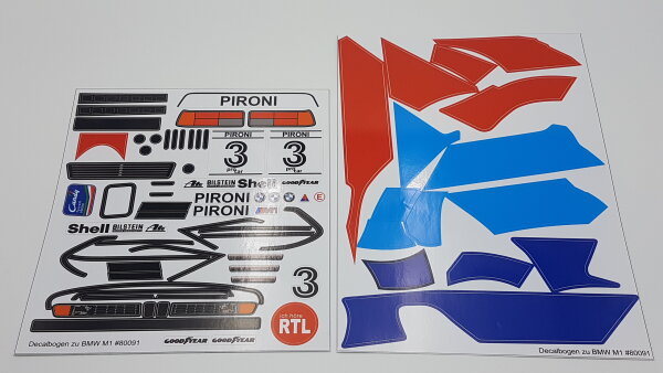 AUFKLEBERBOGEN BMW M1 "PIRONI" 1:10 2-TEILIG...