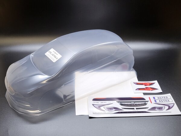 R/C KAROSSERIE OPEL ASTRA K 1:10 UNLACKIERT INKL. AUFKLEBERSATZ & FENSTERMASKEN