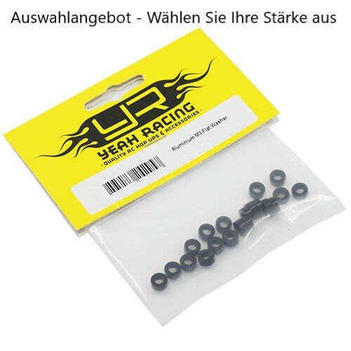 YEAH RACING - 20 ALU SPACER UNTERLEGSCHEIBEN M3 SCHWARZ 0.25mm # YA-0391BK