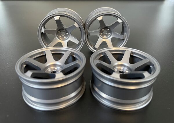 R/C CAR ALUMINIUM FELGEN 1:10 "TE37" IN GUN METAL GRAUMETALLIC (4 STÜCK)
