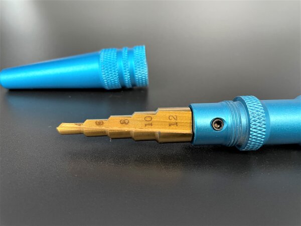 RC CAR KAROSSERIE-BOHRER BODY-REAMER 4-12mm MIT SCHUTZKAPPE BLAU # DTT51050