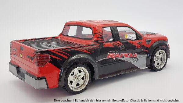 R/C PICKUP TRUCK KAROSSERIE "F-150" IN ROT - MAßSTAB 1:10 - 190MM BREITE