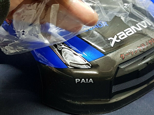 RC CAR KAROSSERIE 1:10 "NISSAN GTR R35" DRIFT IN BLAU SCHWARZ # JLR46