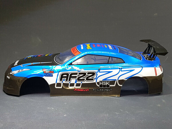 RC CAR KAROSSERIE 1:10 "NISSAN GTR R35" DRIFT IN BLAU SCHWARZ # JLR46