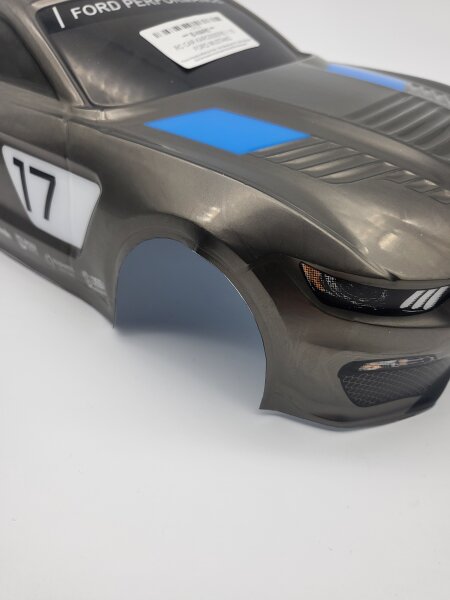 ***B-WARE*** RC CAR KAROSSERIE FORD MUSTANG GT - GRAU - MAßSTAB 1:10 # JLR52B B-Ware mit Mängeln