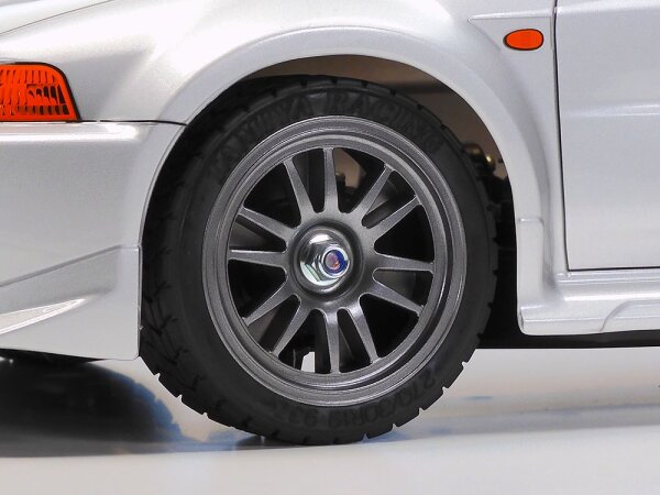 TAMIYA FELGEN (4) 1:10 MITSUBISHI LANCER EVO V / CELICA 26MM GUNMETAL # 0444429