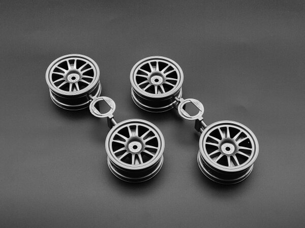 TAMIYA FELGEN (4) 1:10 MITSUBISHI LANCER EVO V / CELICA 26MM GUNMETAL # 0444429
