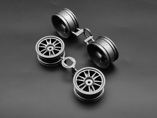 TAMIYA FELGEN (4) 1:10 MITSUBISHI LANCER EVO V / CELICA 26MM GUNMETAL # 0444429