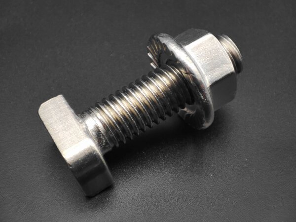 EDELSTAHL HAMMERKOPFSCHRAUBE M10x30MM MIT MUTTER M10 FÜR PV-PROFILE 17MM SCHLITZ