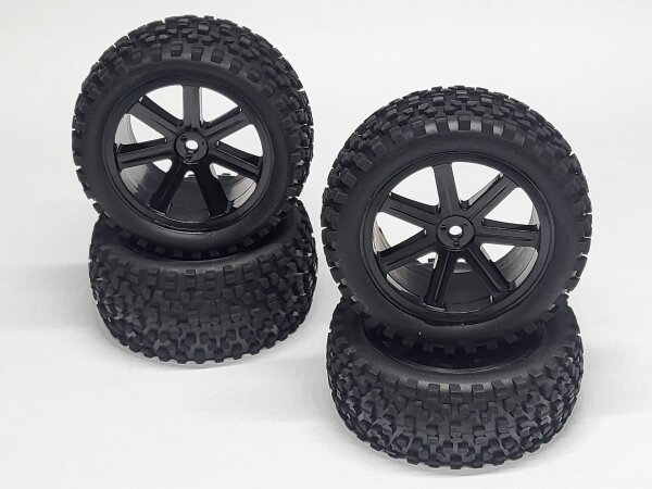OFFROAD REIFENSET 6-SPEICHEN (SCHWARZ) FÜR 1:10 4WD BUGGY TAMIYA U.Ä.