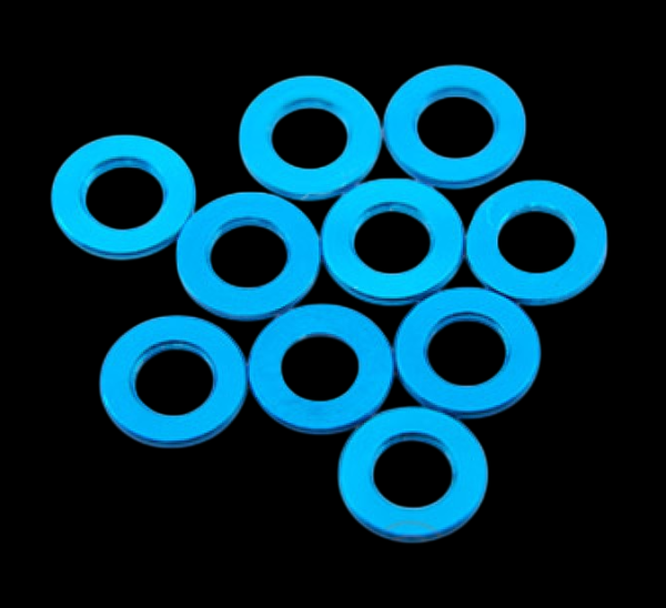 ALUMINIUM SPACER UNTERLEGSCHEIBEN M3 BLAU - 2,0 MM (10 STÜCK)