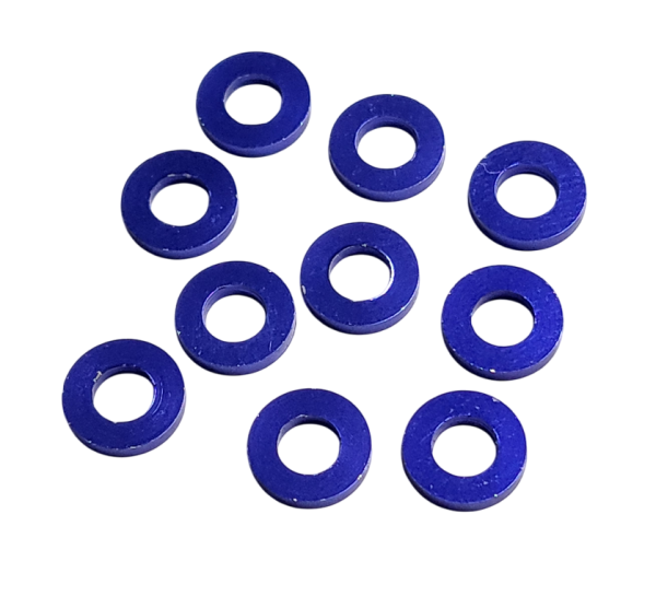 ALUMINIUM SPACER UNTERLEGSCHEIBEN M3 DUNKEL BLAU - 1,0 MM (10 STÜCK)