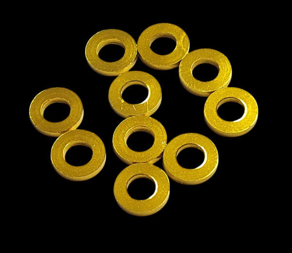 ALUMINIUM SPACER UNTERLEGSCHEIBEN M3 GOLD - 1,5 MM (10 STÜCK)