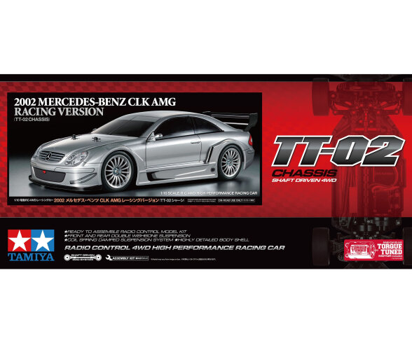 TAMIYA R/C BAUSATZ 1:10 TT-02 MERCEDES CLK AMG 2002 # 300058722