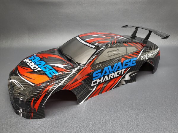 R/C CAR KAROSSERIE 1:10 NISSAN SKYLINE R35 "SAVAGE" 190MM FÜR TT-01 / TT02 ETC.
