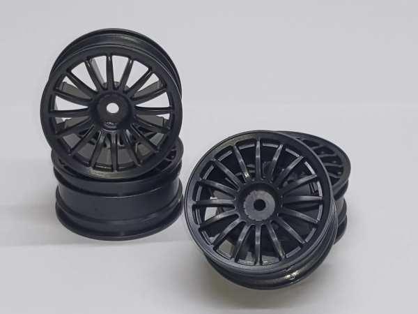 TAMIYA FELGEN (4) 16-SPEICHEN 26MM BREITE SCHWARZ AUDI R8...