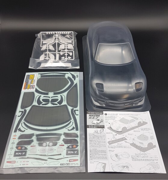 TAMIYA R/C KAROSSERIE 1:10 MAZDA RX-7 DRIFT UNLACKIERT...
