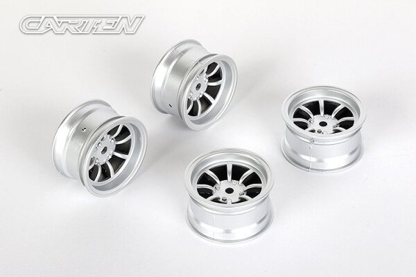 CARTEN 1:10 M CHASSIS FELGEN 8 SPEICHEN 4 STÜCK "SILBER" OFFSET +4MM # NBA263