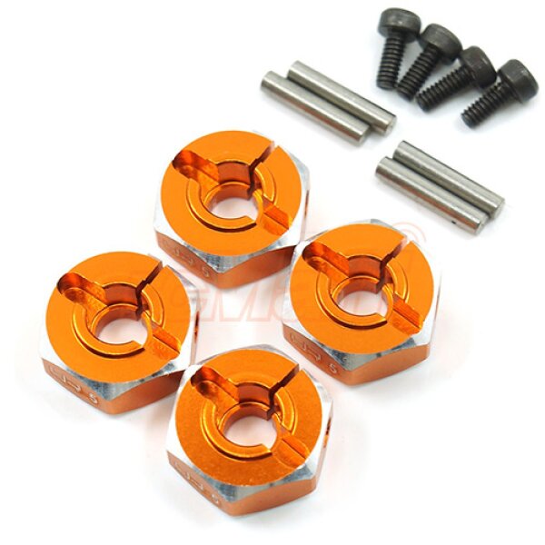 YEAH RACING - ORANGENE 12MM ALUMINIUM RADMITNEHMER (4x) 5MM BREITE # WA-031OR