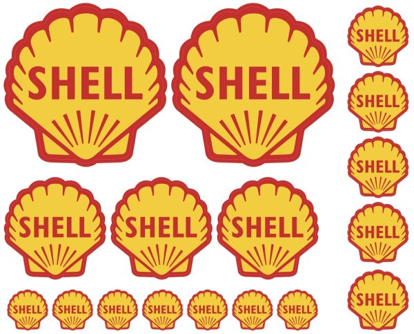 DECALS AUFKLEBER BOGEN " SHELL" VINTAGE 205x165MM