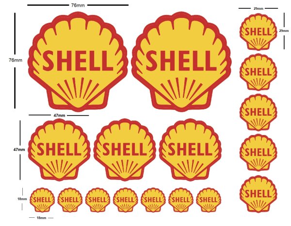 DECALS AUFKLEBER BOGEN " SHELL" VINTAGE 205x165MM