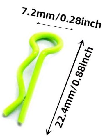 KAROSSERIE SPLINTE KLAMMERN NEON GELB 22MM FÜR 1:10 & 1:12 - 10 STÜCK # RP0083