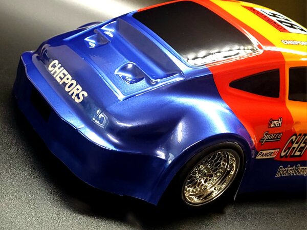 RC CAR KAROSSERIE 1:10 "PORSCHE 964 CARRERA RS" IN BLAU-GELB