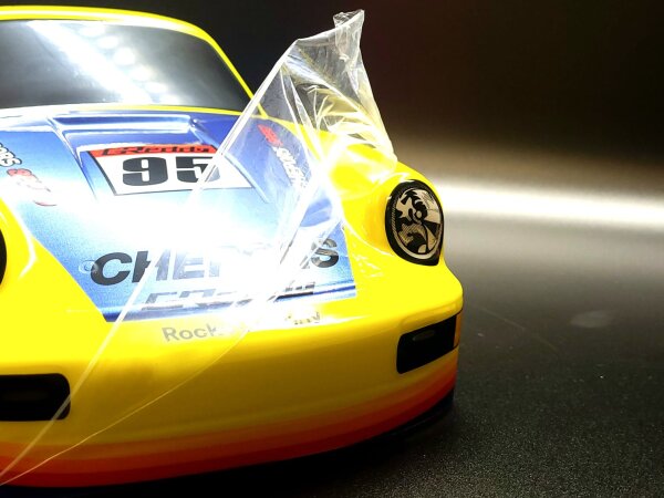 RC CAR KAROSSERIE 1:10 "PORSCHE 964 CARRERA RS" IN BLAU-GELB