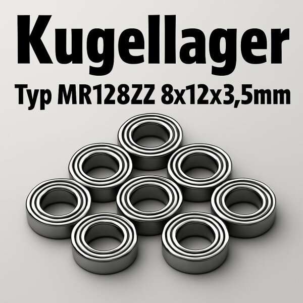 KUGELLAGER 8x12x3,5MM MIT STAHLDICHTUNGEN # MR128ZZ
