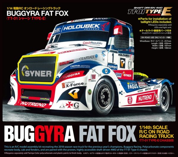 TAMIYA KAROSSERIE BAUSATZ "BUGGYRA FAT FOX" RACE TRUCK" 1:14 # 300051613 (BULK)