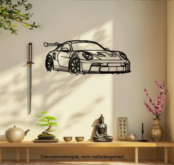 WANDTATTOO "SPORTWAGEN" AUS METALL 40x16cm DEKORATION HOBBYRAUM GARAGE ETC