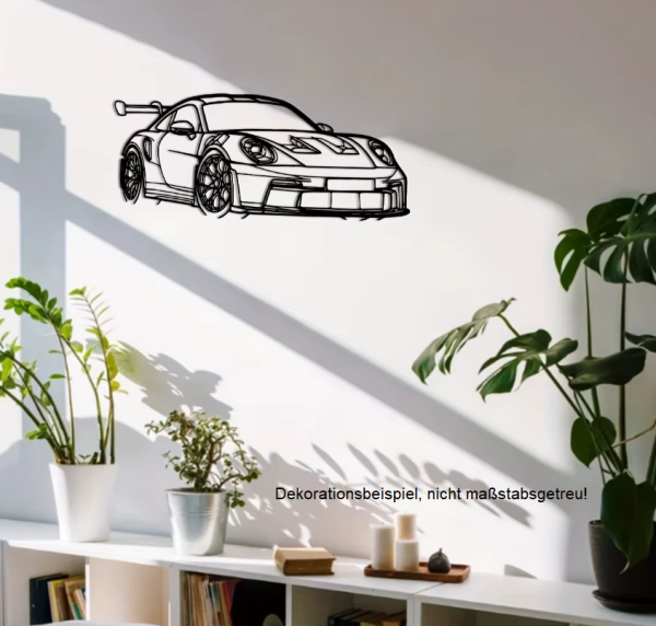 WANDTATTOO "SPORTWAGEN" AUS METALL 40x16cm DEKORATION HOBBYRAUM GARAGE ETC