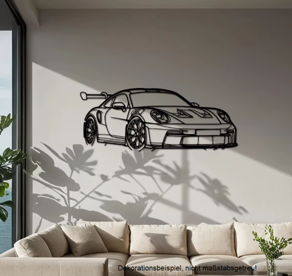 WANDTATTOO "SPORTWAGEN" AUS METALL 40x16cm DEKORATION HOBBYRAUM GARAGE ETC