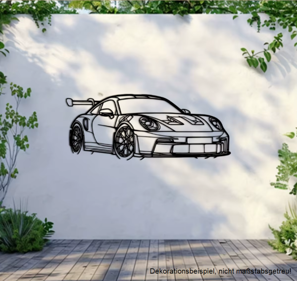 WANDTATTOO "SPORTWAGEN" AUS METALL 40x16cm DEKORATION HOBBYRAUM GARAGE ETC