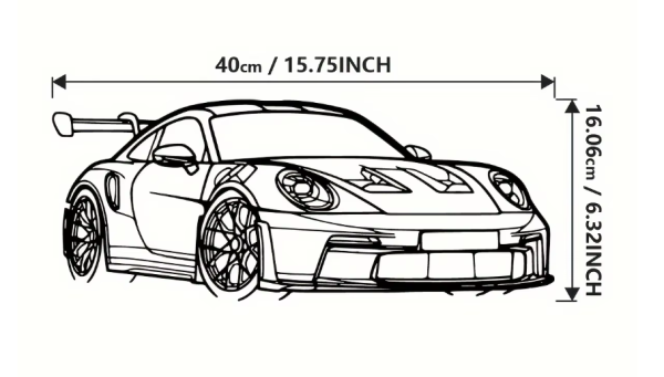 WANDTATTOO "SPORTWAGEN" AUS METALL 40x16cm DEKORATION HOBBYRAUM GARAGE ETC