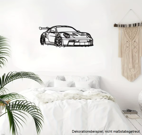 WANDTATTOO "SPORTWAGEN" AUS METALL 40x16cm DEKORATION HOBBYRAUM GARAGE ETC