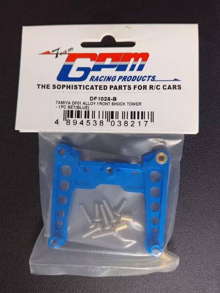 GPM RACING ALUMINIUM DÄMPFERBRÜCKE BLAU VORNE FÜR TAMIYA DF-01 MANTA RAY ETC.