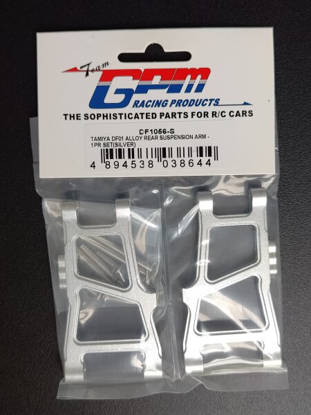 GPM RACING ALUMINIUM QUERLENKER SILBER HINTEN FÜR TAMIYA DF-01 MANTA RAY ETC.
