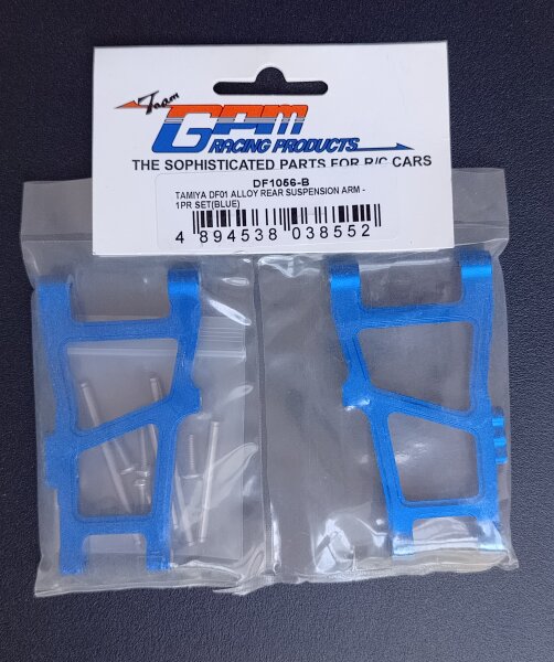 GPM RACING ALUMINIUM QUERLENKER HINTEN BLAU FÜR TAMIYA DF-01 MANTA RAY ETC.