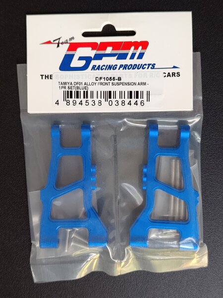 GPM RACING ALUMINIUM QUERLENKER VORNE BLAU FÜR TAMIYA DF-01 MANTA RAY ETC.