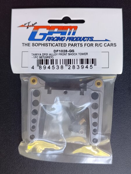 GPM RACING ALUMINIUM DÄMPFERBRÜCKE GRAU VORNE FÜR TAMIYA DF-01 MANTA RAY ETC.