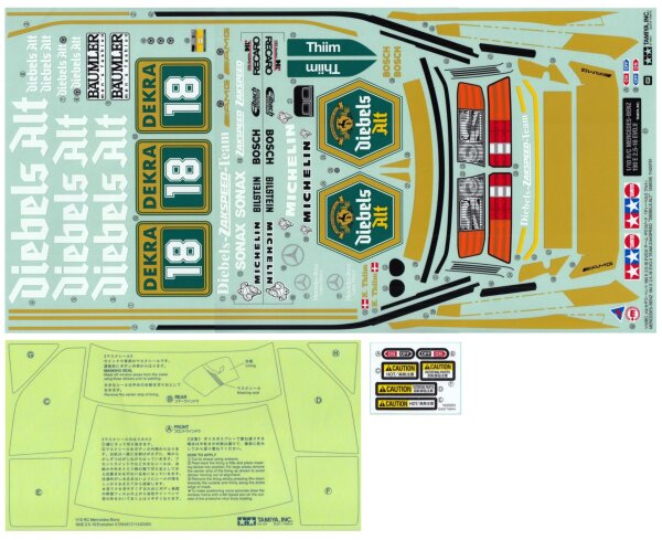 TAMIYA DECALS AUFKLEBERBOGEN FÜR MERCEDES 190E...