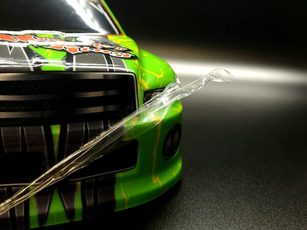 ***B-WARE*** RC CAR KAROSSERIE 1:10 "MONSTER KING" IN SCHWARZ-GELB-GRÜN