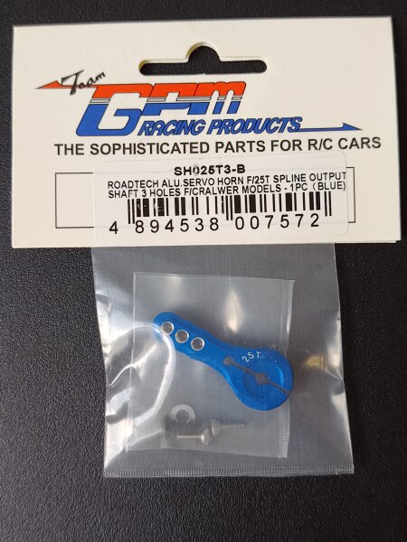 GPM RACING ALUMINIUM SERVOARM SERVOHEBEL SERVOHORN 30MM BLAU ELOXIERT