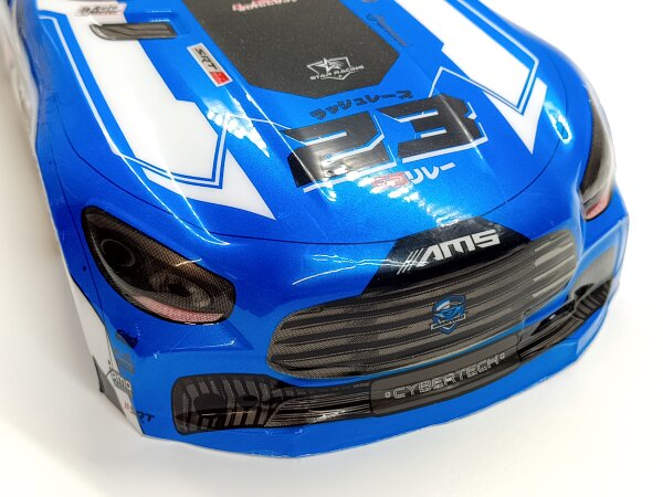 ** B-WARE ** RC CAR KAROSSERIE 1:10 "AMS ASSASSIN" IN BLAU SCHWARZ WEISS B-Ware mit Mängeln